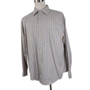 Pronto Uomo Non Iron Gray Striped Button Up Shirt Men's XXL